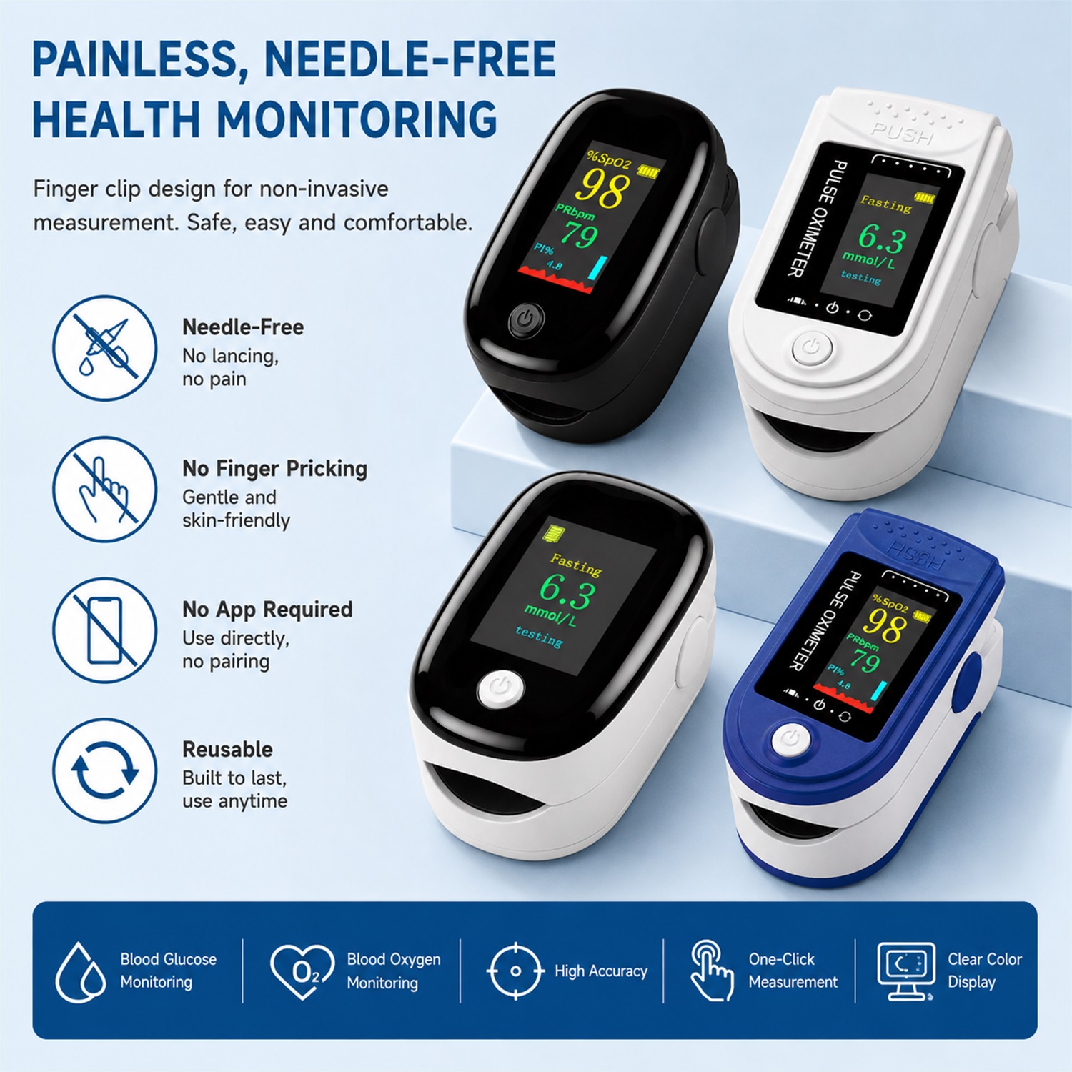 2-in-1 nicht-invasives Blutzuc – Pulse Oximeter Bewertung und Preis